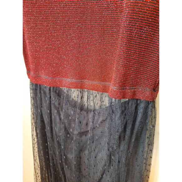 Red Valentino Point d'Esprit Lurex Knit Polka Dot Stripe Dress Women Size Medium - Picture 5 of 15